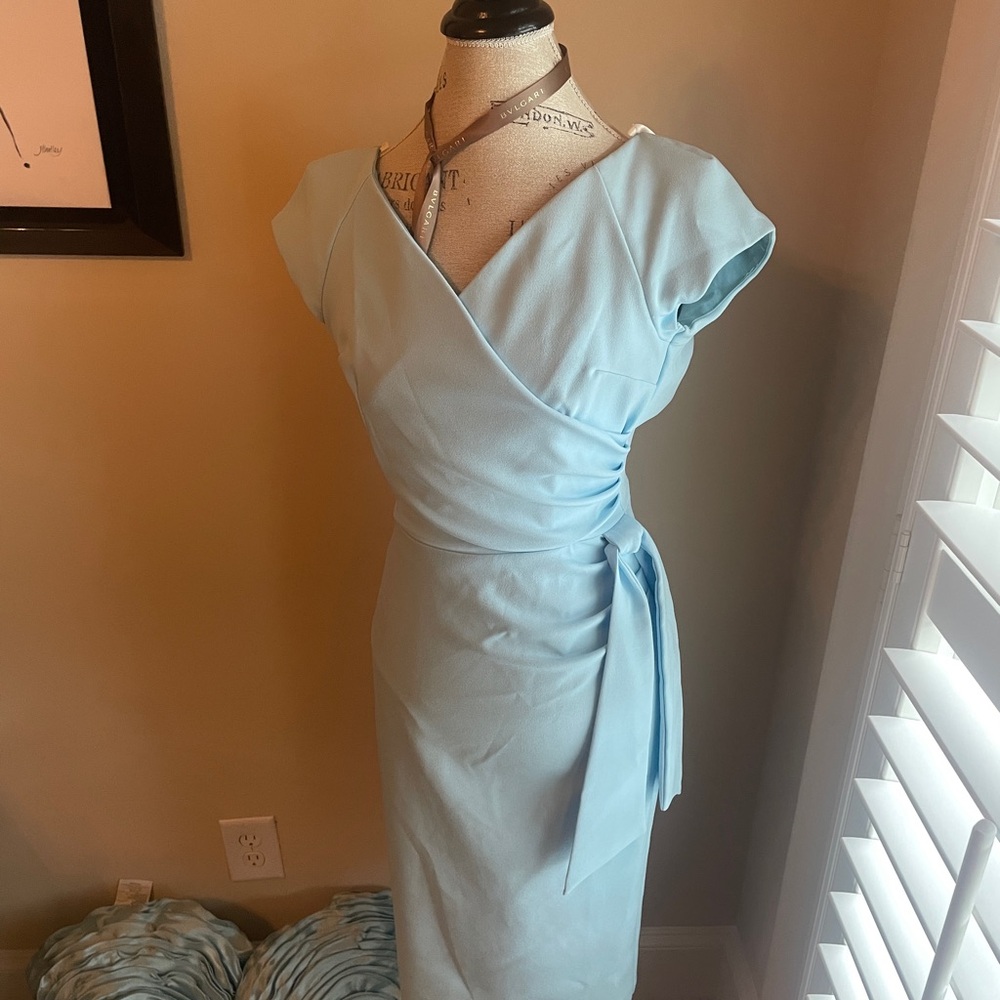 Elegant Light Blue Wrap Dress